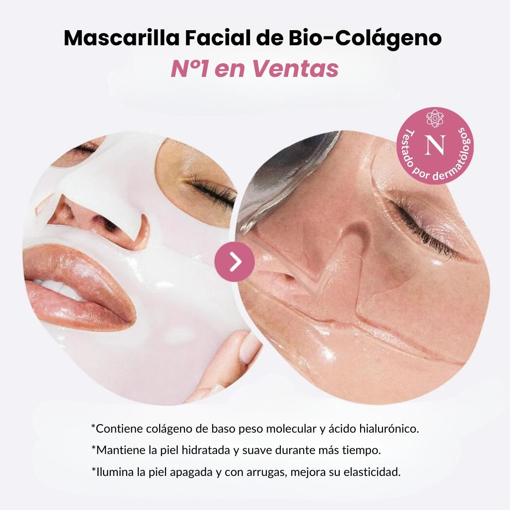Mascarillas Biocolágeno  Incluye 5 Mascarillas